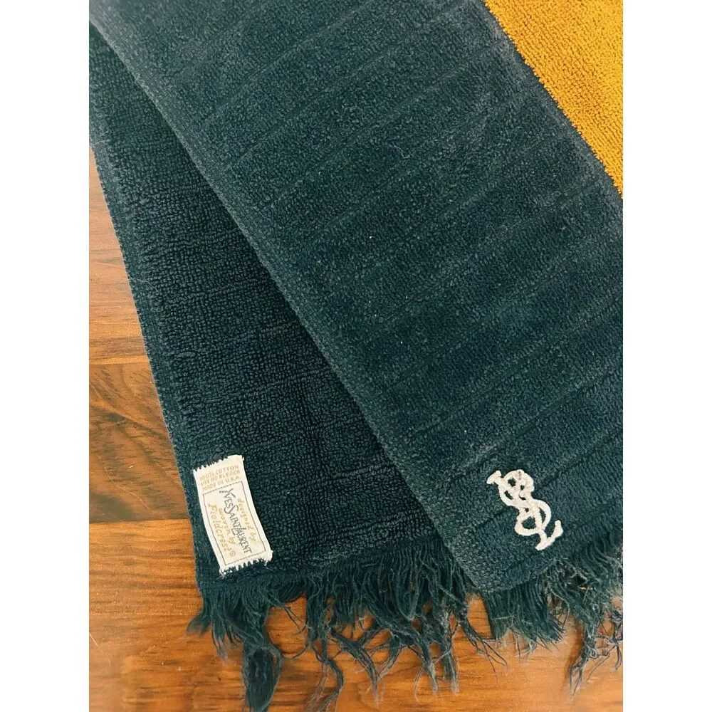 Vintage 1970s Yves Saint Laurent for Fieldcrest Mod Striped Fringed Towel